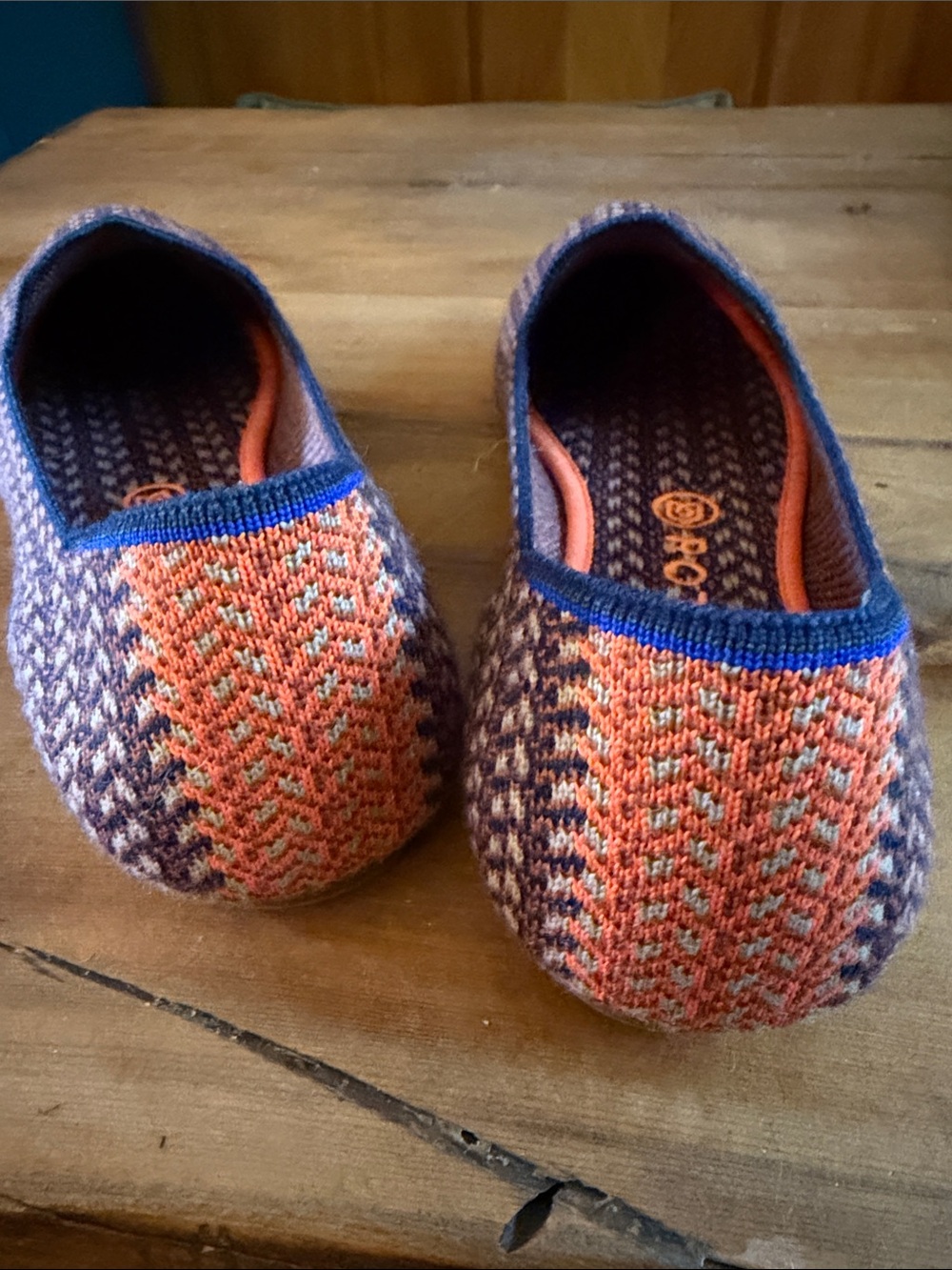 Rothy's Navy and Orange Knit Slip-On Flats - Picture 4 of 9